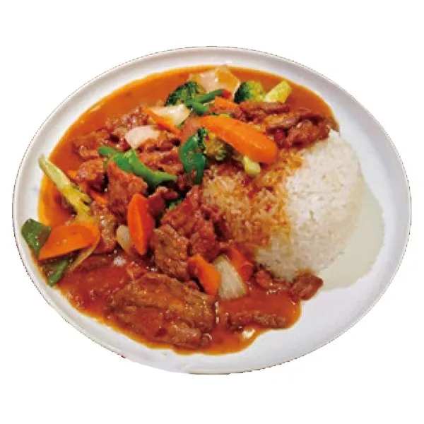 Ternera picante con arroz