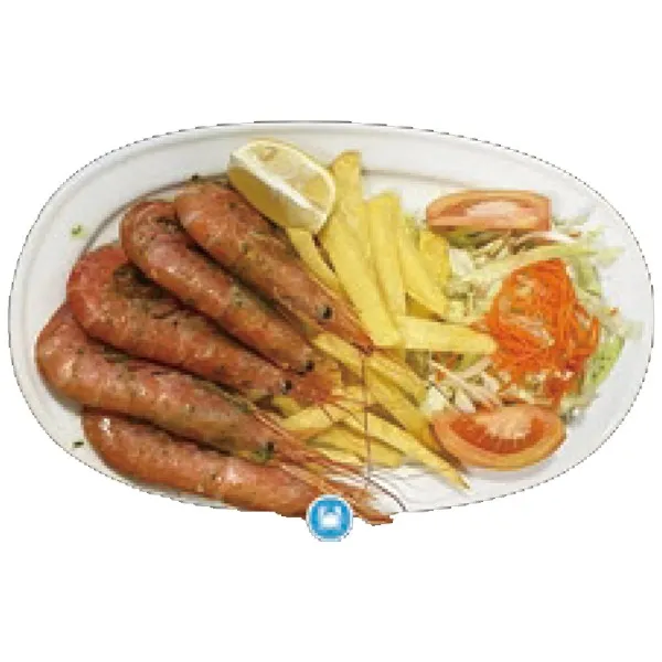 Gambas con patatas y ensalada